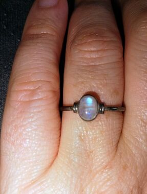 💍 925 Sterling Silver Moonstone Ring – Dainty Minimalist Size 8